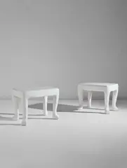 John Dickinson, Pair of "Square" tables, 1970s, Painted cement