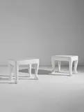 John Dickinson, Pair of "Square" tables, 1970s, Painted cement