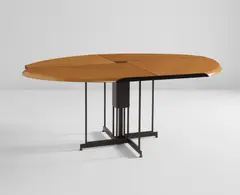 Steven Holl, Dining table, from Museum Tower, New York, 1986-1987, Oak-veneered wood, patinated steel