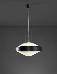 Ceiling light by Stilnovo, circa 1959, Painted steel, painted aluminum, brass, sold Jun 2018