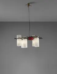 Angelo Lelii, Ceiling light, circa 1958, Painted metal, brass, glass