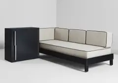 Daybed and chest of drawers by Gino Levi Montalcini, 1930s, Painted poplar, fabric, aluminum, sold Jun 2018