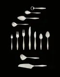"Diamond" flatware service by Gio Ponti, circa 1958, Forks and spoons: sterling silver. Knives: sterling silver, stainless steel, sold Jun 2018