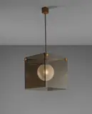 Max Ingrand, Ceiling light, model no. 2073, 1960s, Glass, brass, painted steel