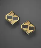 Pair of wall lights, model no. 12661 by Gio Ponti, circa 1957, Patinated brass, painted brass, painted steel, sold Jun 2018