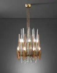 "Dahlia" ceiling light by Max Ingrand, circa 1955, Glass, brass, aluminum, sold Jun 2018