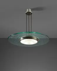 Max Ingrand, Ceiling light, model no. 2096, circa 1960, Nickel-plated brass, glass, painted aluminum, painted brass