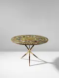 "Cammei" occasional table by Piero Fornasetti, 1950s, Lithographic transfer-printed wood, brass, walnut, sold Jun 2018
