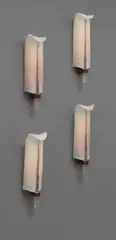 Tomaso Buzzi, Set of four "Feather" wall lights, model no. 413, circa 1933, Pulegoso glass, filigrana glass, brass, nickel-plated metal