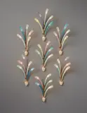 Barovier and Toso, Set of seven "Fuochi d’Artificio" wall lights, circa 1958, Blown glass with gold leaf inclusions, brass