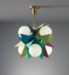 Angelo Lelii, Rare ceiling light, model no. 12776, circa 1959, Painted metal, brass, glass