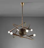 Stilnovo, Ceiling light, circa 1950, Brass, painted metal