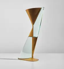 Max Ingrand, Table lamp, circa 1955, Brass, glass