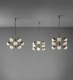 Set of three ceiling lights by Stilnovo, circa 1960, Brass, glass, sold Dec 2018