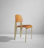 "Semi-metal" chair, model no. 305 by Jean Prouvé, 1950-1969, Oak-veneered plywood, painted steel, aluminum, rubber, sold Dec 2018