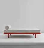 S.C.A.L. bed, model no. 450 by Jean Prouvé, circa 1951, Painted steel, fabric, oak-veneered wood, offered Dec 2018