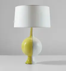 Denise Gatard, Table lamp, 1950s, Glazed earthenware, paper shade