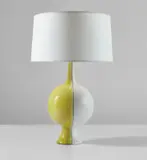 Denise Gatard, Table lamp, 1950s, Glazed earthenware, paper shade