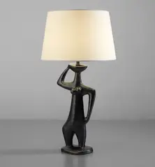 Jean Miotte, "Muse" table lamp, 1952, Glazed ceramic, paper shade