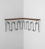 Jean Royere, Corner coat rack, circa 1955, Oak, painted steel