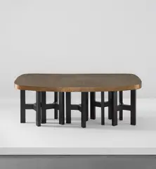 Ado Chale, “Goutte d’eau” dining table, circa 1980, Bronze, painted steel