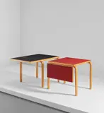 Alvar Aalto, Pair of rare extendable "L-leg" tables