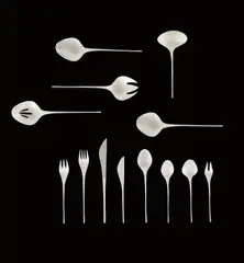Ronald Hayes Pearson, "Vision" flatware service, circa 1961, Sterling silver, stainless steel