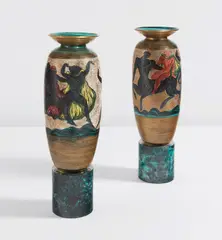 Jean Mayodon, Pair of large urns, 1951, Glazed earthenware