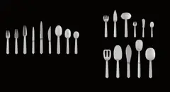 Jean Puiforcat, "Bayonne" flatware service, 1924-1973, Sterling silver, stainless steel