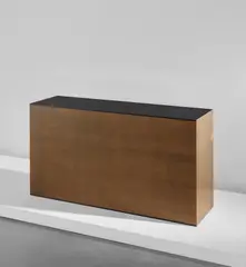 "P.P.C." console table by Martin Szekely, 2006, Stained oak, brass, Corian, sold Dec 2018