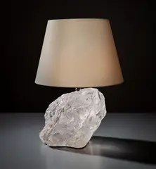 Jean-Michel Frank, Table lamp, circa 1925, Rock crystal, leather, paper shade