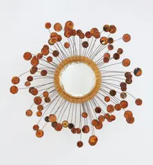 Line Vautrin, Unique "Satellite Orange" mirror, circa 1962, Talosel resin, colored mirrored glass, convex mirrored glass
