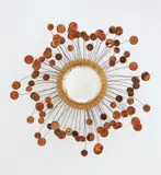 Unique "Satellite Orange" mirror by Line Vautrin, circa 1962, Talosel resin, colored mirrored glass, convex mirrored glass, sold Dec 2018