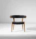 "Roman" armchair by Hans J. Wegner, circa 1960, Oak, leather, sold Dec 2018