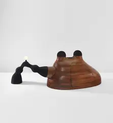 Wendell Castle, Unique and important "Environment for Contemplation", 1970, Stack-laminated oak, flock-covered fiberglass, flock-covered wood, fabric