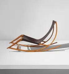 Wendell Castle, Unique "Chaise Rocker", 1962, Oak, leather