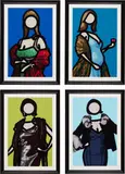 Maria. (1); Maria. (2); Felicia.; and Mirjam. by Julian Opie, 2011, Four inkjet prints in colors on Epson Premium Semigloss Photo paper, dry-mounted to aluminium (as issued), all contained, sold Nov 2017