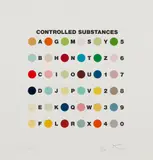 Controlled Substances Key Spot (Meprobamate): one plate by Damien Hirst, 2011, Screenprint with glaze and debossing in colors, on wove paper, with full margins, sold Nov 2017