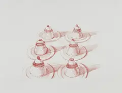 Six Italian Desserts, from Recent Etchings II by Wayne Thiebaud, 1979, Etching in red, on Somerset paper, with full margins, sold Nov 2017