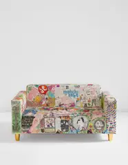 Rob Pruitt, Studio Loveseat, 2014, Markers and pens on canvas couch, chromed feet