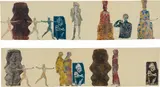 Nancy Spero, Hera Diptych IV, 1988, Printed paper collage on paper, diptych