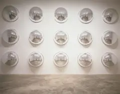John Armleder, Untitled (Global 1), 1998, 15 convex acrylic mirrors