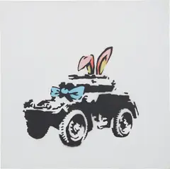 Banksy, Armoured Car, 2002, stencil spray paint and acrylic on canvas