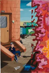 The City by Chris Ellis aka Daze, 1983, oil and spray paint on canvas, sold Feb 2017