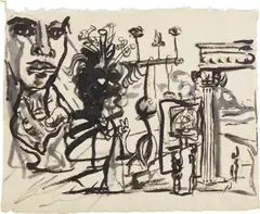 George Condo, Untitled, 1983, India ink on rice paper