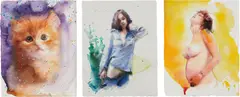 Martin Eder, Three Works from Memoirs of My Nervous Illness: (i) Untitled (ii) Untitled (iii) Untitled (328ME/woman/0802), 2002, watercolor on paper