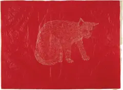 Cat by Kiki Smith, 1996, ink on rice paper, sold Feb 2017