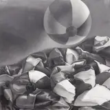 Lorraine Shemesh, Untitled (deflated beach balls, one floating), 1988, graphite on paper
