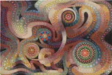 Swingshift by Liz Whitney Quisgard, 1994, oil, glass and wood collage on canvas, offered Feb 2017