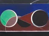 Thomas Scheibitz, GP 103, 2005, acrylic, spray paint and marker on canvas, mounted to board